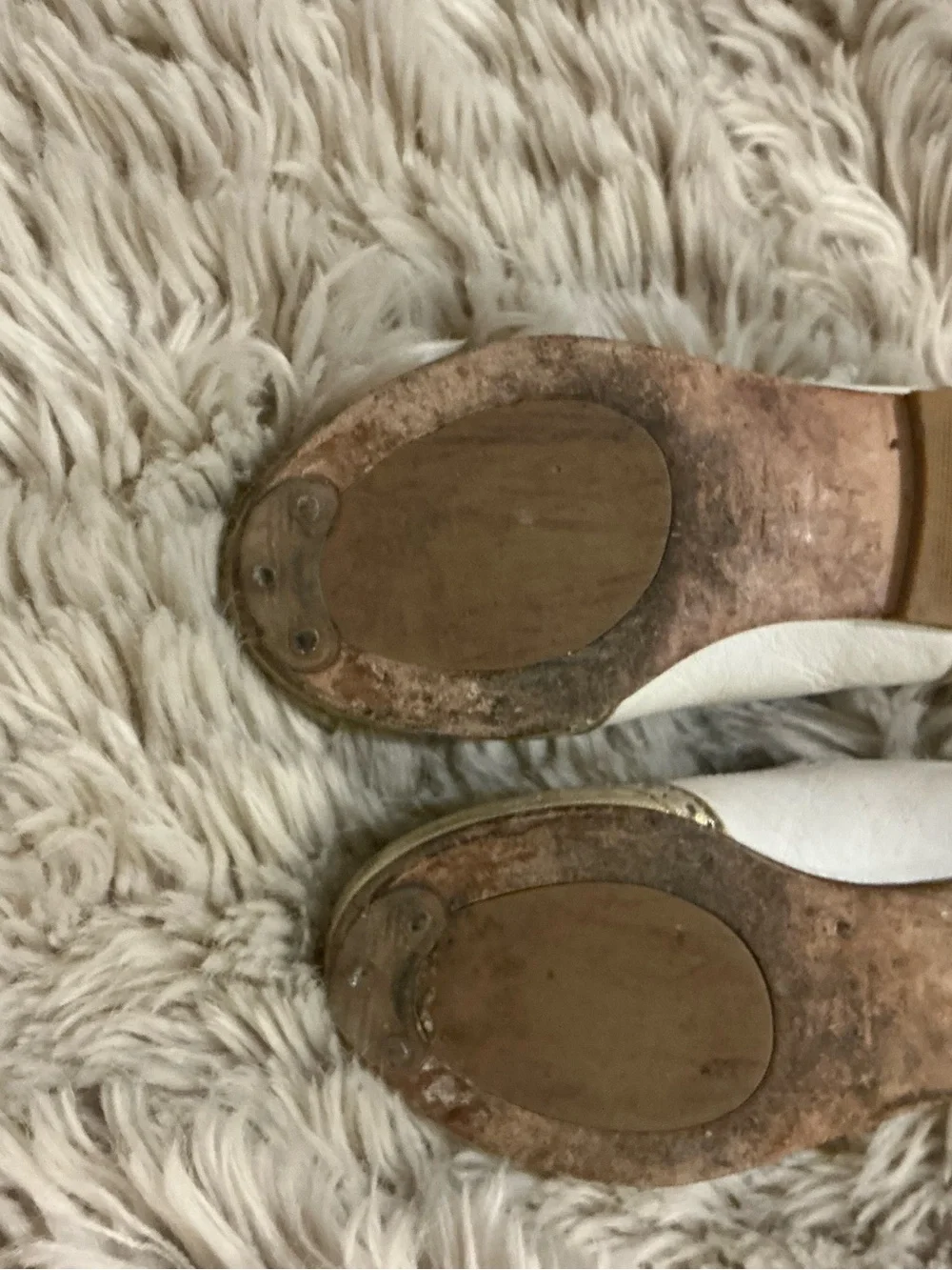 Bonpoint White and Gold Mary Jane Girls Shoes